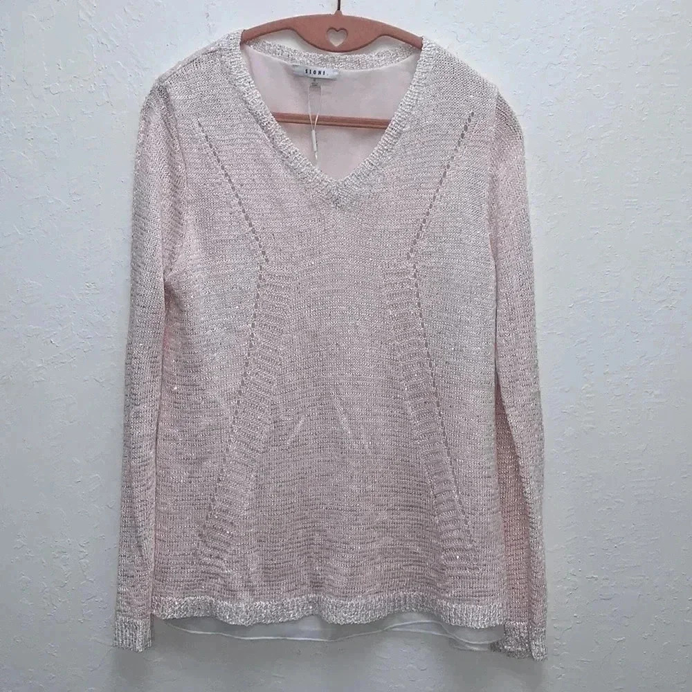 Sioni Pink Knit Sweater Top size Small